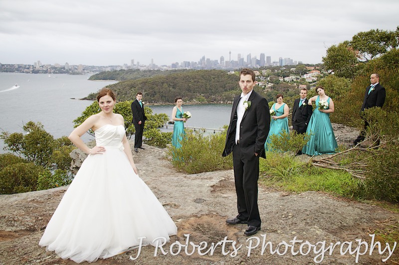 Bridal party doing the Zoolander pose - wedding photography sydney